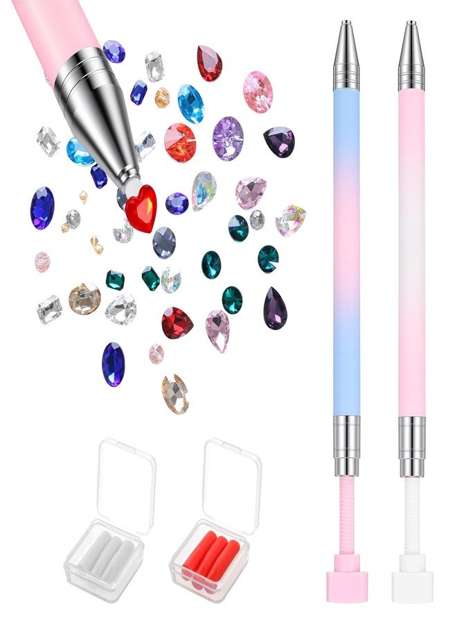 DOPENSPI 2PCS Rhinestone Picker Tool, Refillable Diamond Art Wax Pen with 6PCS Wax Refills Rhinestones Pickup Tool Diamonds Art Pens Nail Arts Rhinestone Dotting Pen for Nail and Diamond Paint Dotting - Image 1